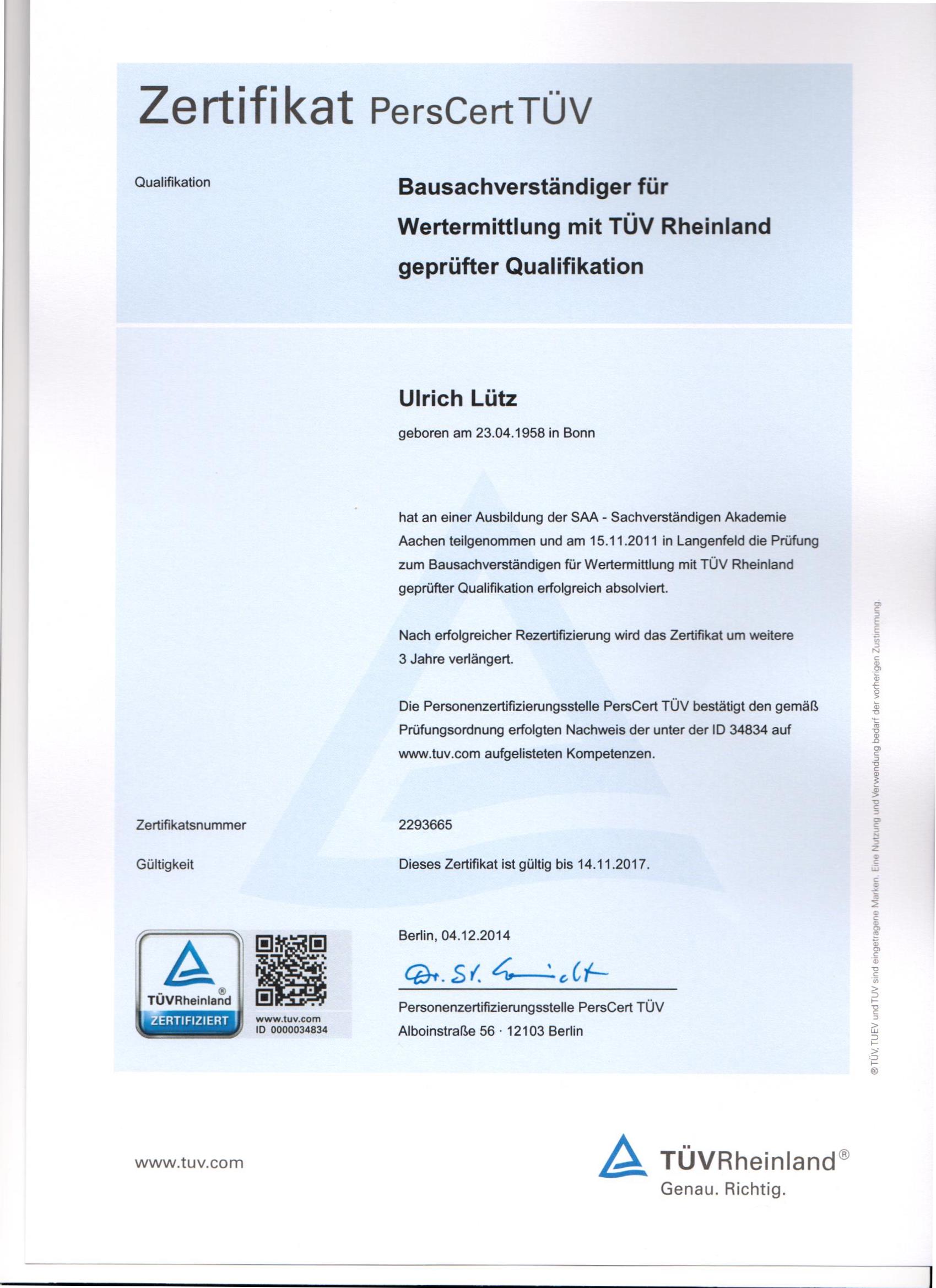 Immobilienbewertung mit TÜV geprüfter Qualifikation